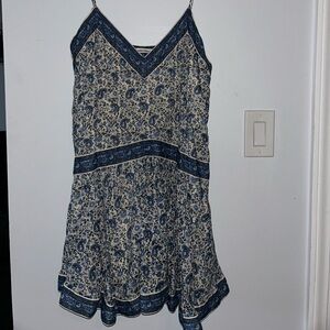 Abercrombie V-Neck Flowy Mini Skort Blue and White Paisley Floral Dress - Size L